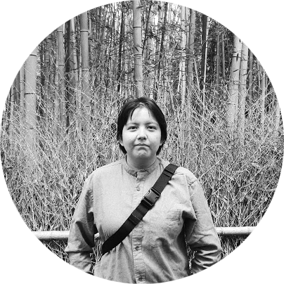 Black and white profile photo of Kreeshia Marie Andawi